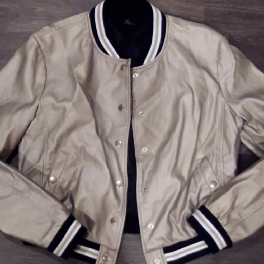 Gold color snap front jacket